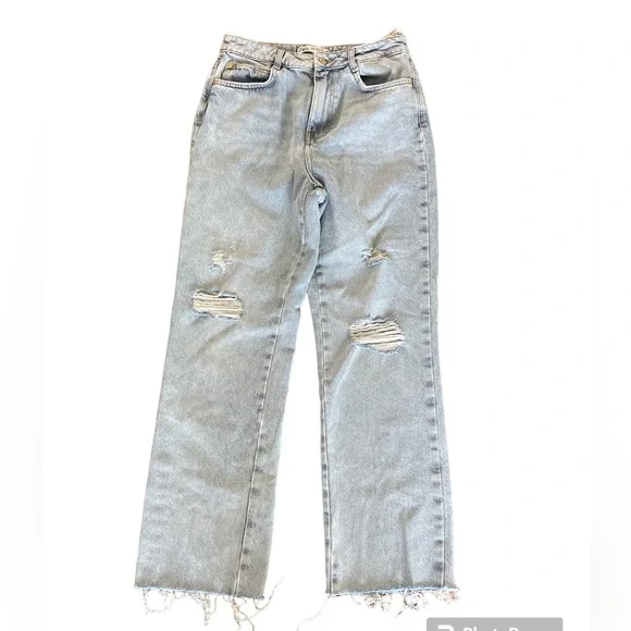 Zara High Rise Straight Leg Ripped Denim Jeans Ladies Size 6 - Picture 3 of 6